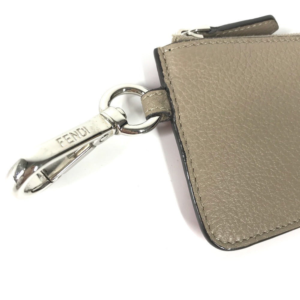 FENDI Coin case 7M0343 leather beige By color logo Women Used