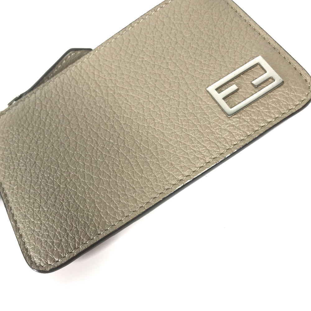 FENDI Coin case 7M0343 leather beige By color logo Women Used
