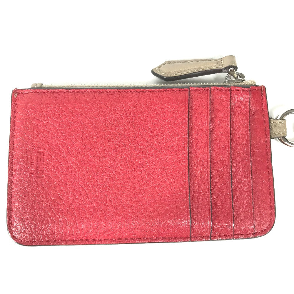 FENDI Coin case 7M0343 leather beige By color logo Women Used