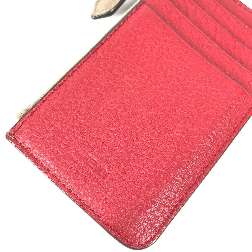 FENDI Coin case 7M0343 leather beige By color logo Women Used