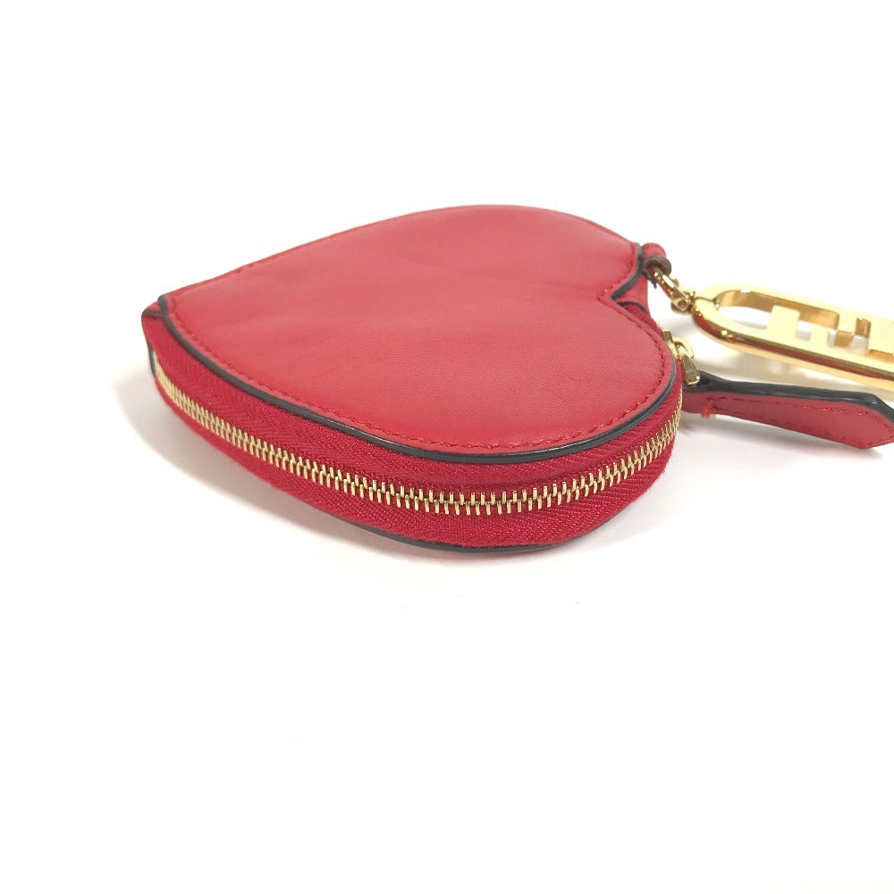 FENDI Coin case 8M0467 leather Red heart Women Used