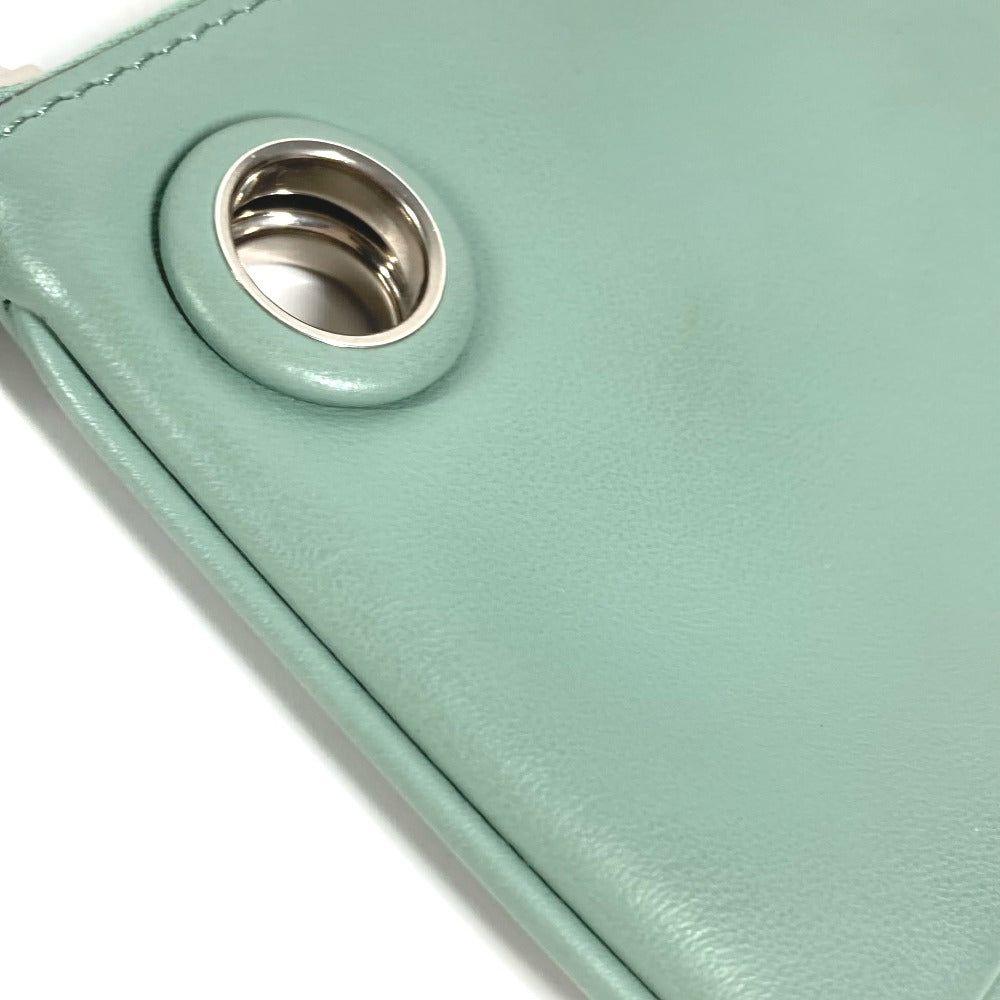 FENDI Pouch 8BS007 leather green Coin case Wallet Clutch Small Women Used