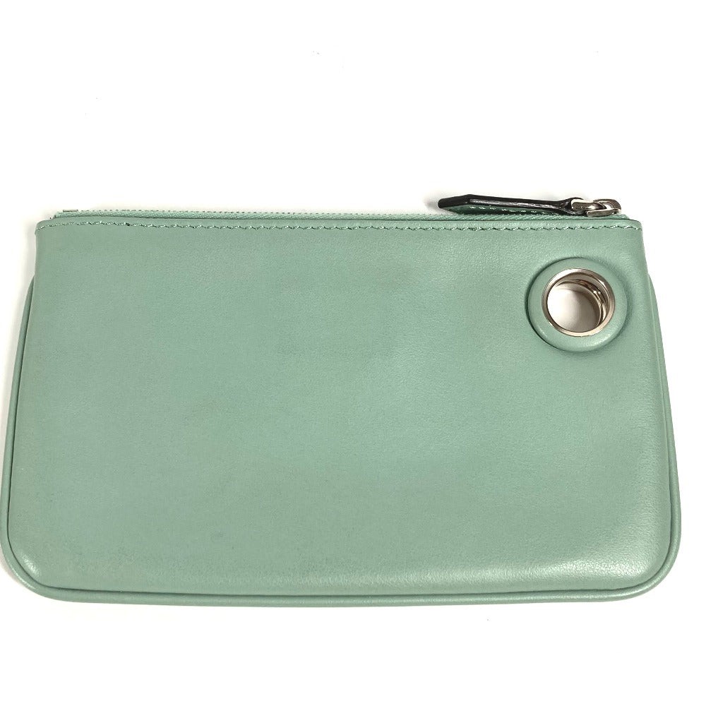 FENDI Pouch 8BS007 leather green Coin case Wallet Clutch Small Women Used