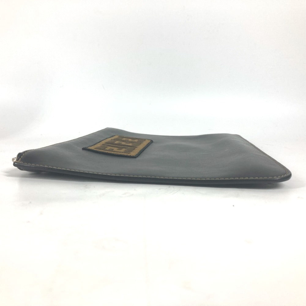 FENDI Clutch bag 7N0078 leather black Pouch Zucca logo mens Used