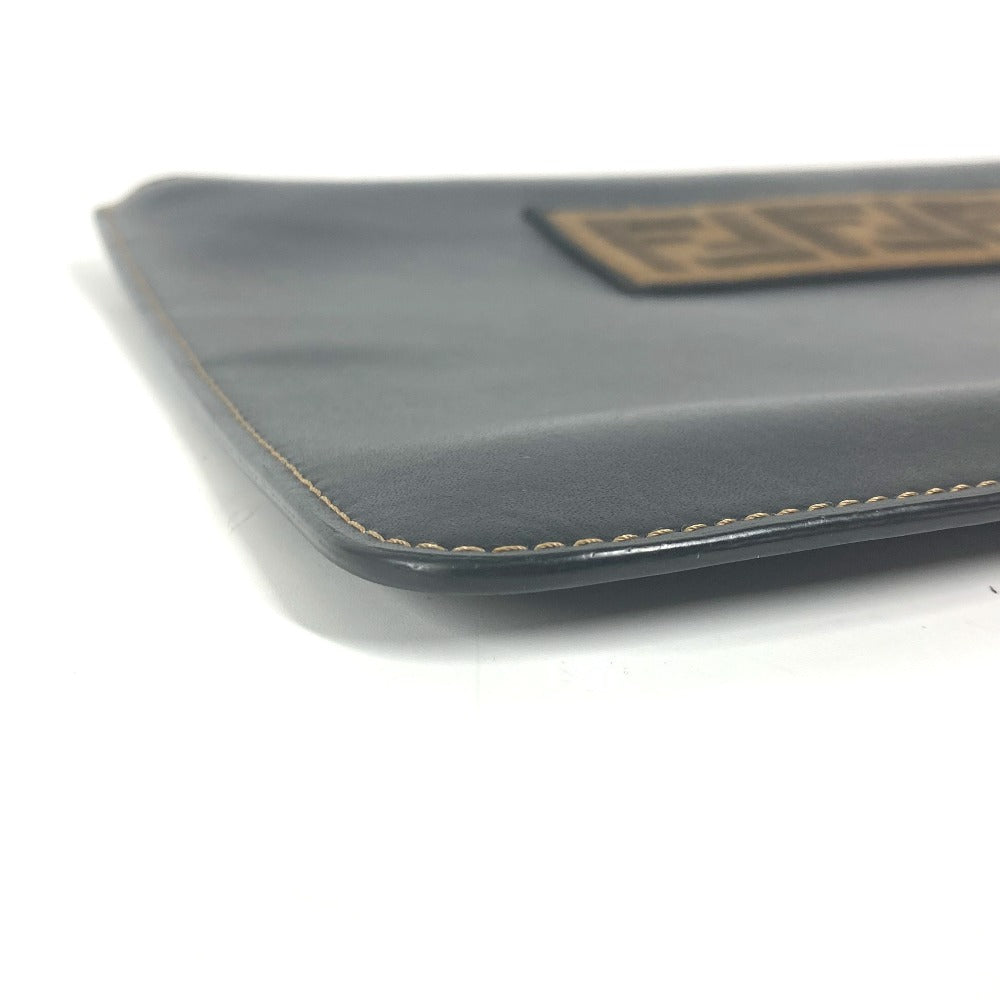FENDI Clutch bag 7N0078 leather black Pouch Zucca logo mens Used