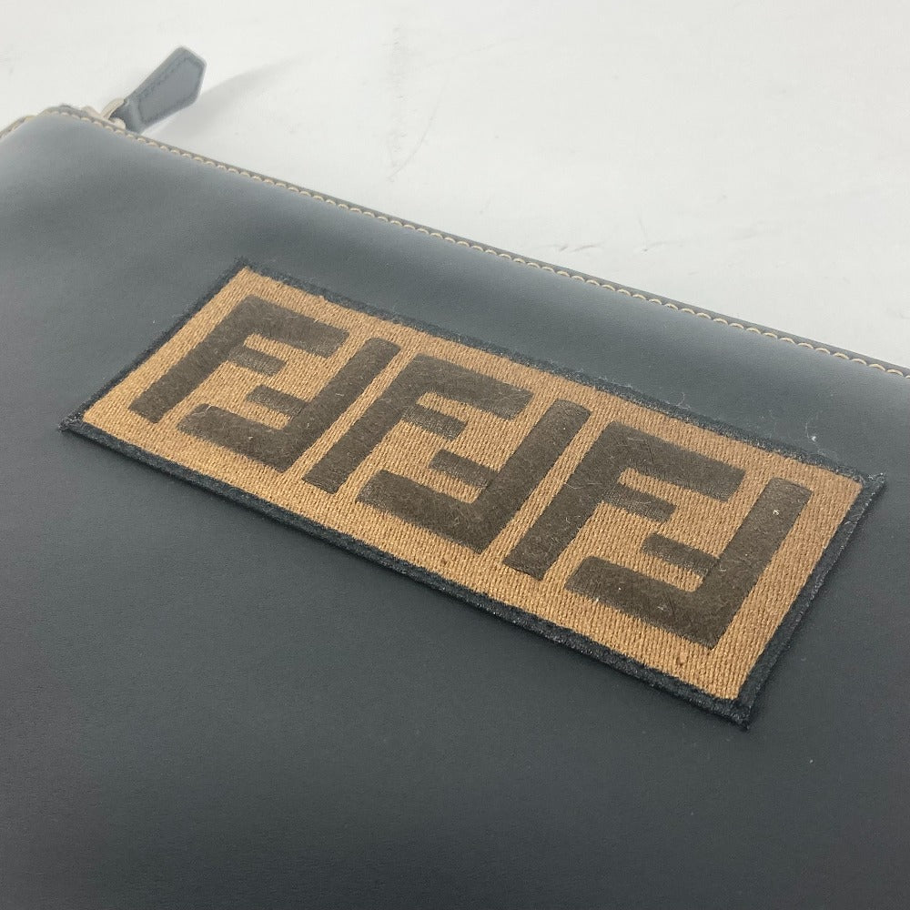 FENDI Clutch bag 7N0078 leather black Pouch Zucca logo mens Used