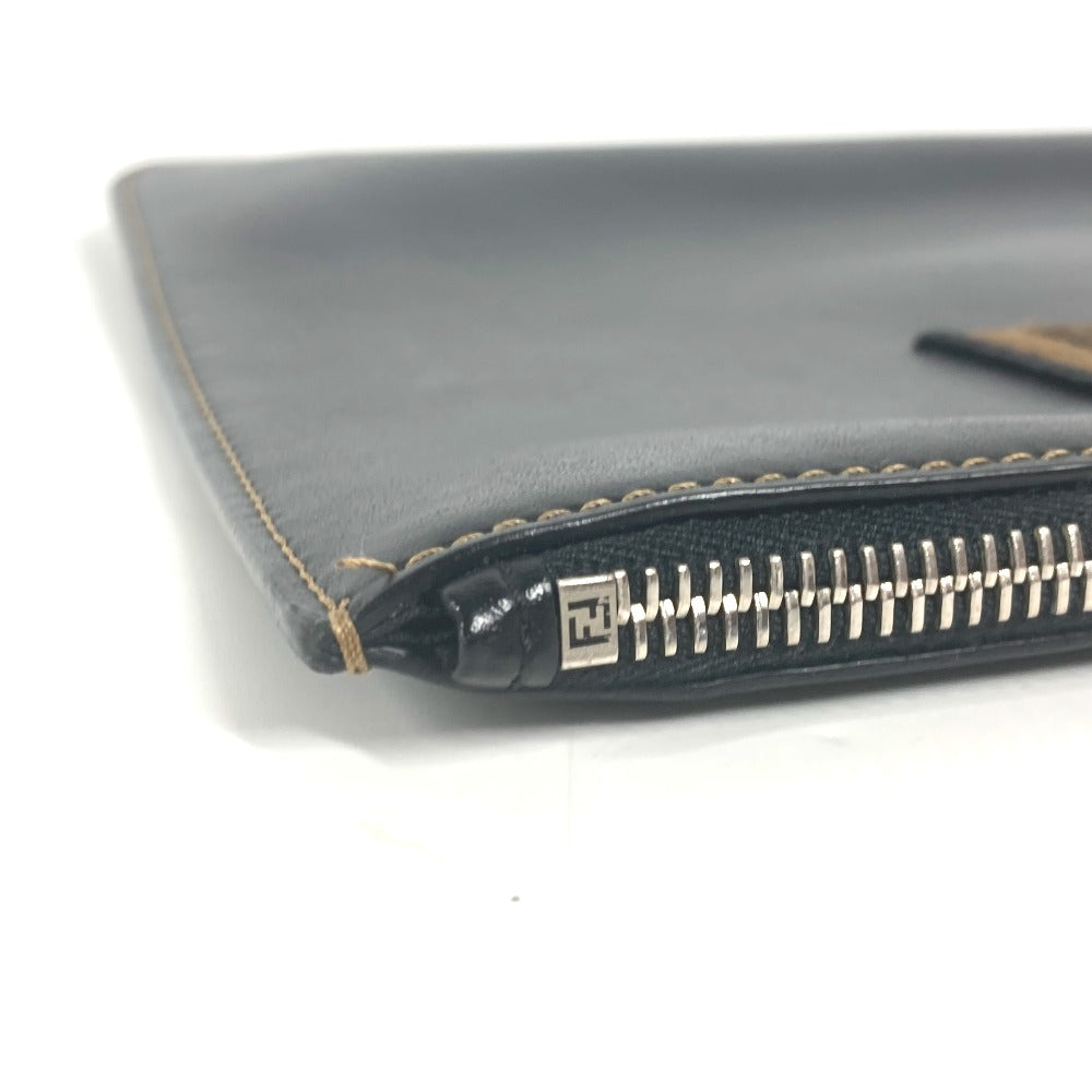 FENDI Clutch bag 7N0078 leather black Pouch Zucca logo mens Used