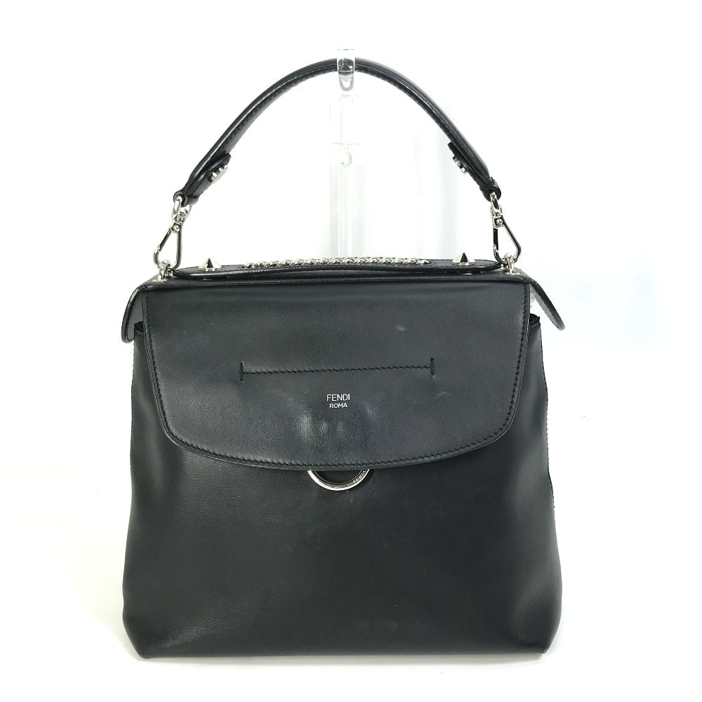 FENDI Backpack 8BZ042 leather black Bag to school Women Used