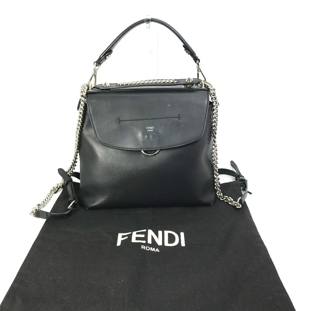 FENDI Backpack 8BZ042 leather black Bag to school Women Used