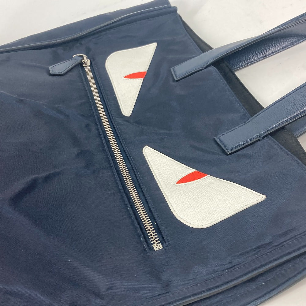 FENDI Tote Bag 7VA367 Nylon, Leather Navy Shoulder Bag monster