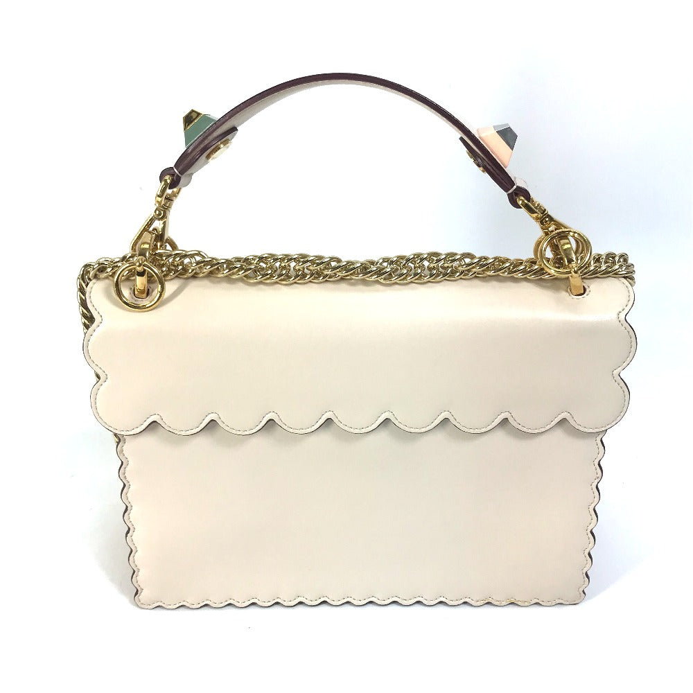 FENDI Shoulder Bag 8BT283 leather beige Multi studs Canai Women Used