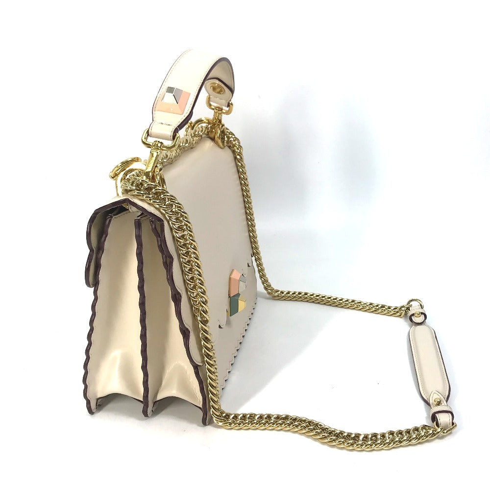 FENDI Shoulder Bag 8BT283 leather beige Multi studs Canai Women Used
