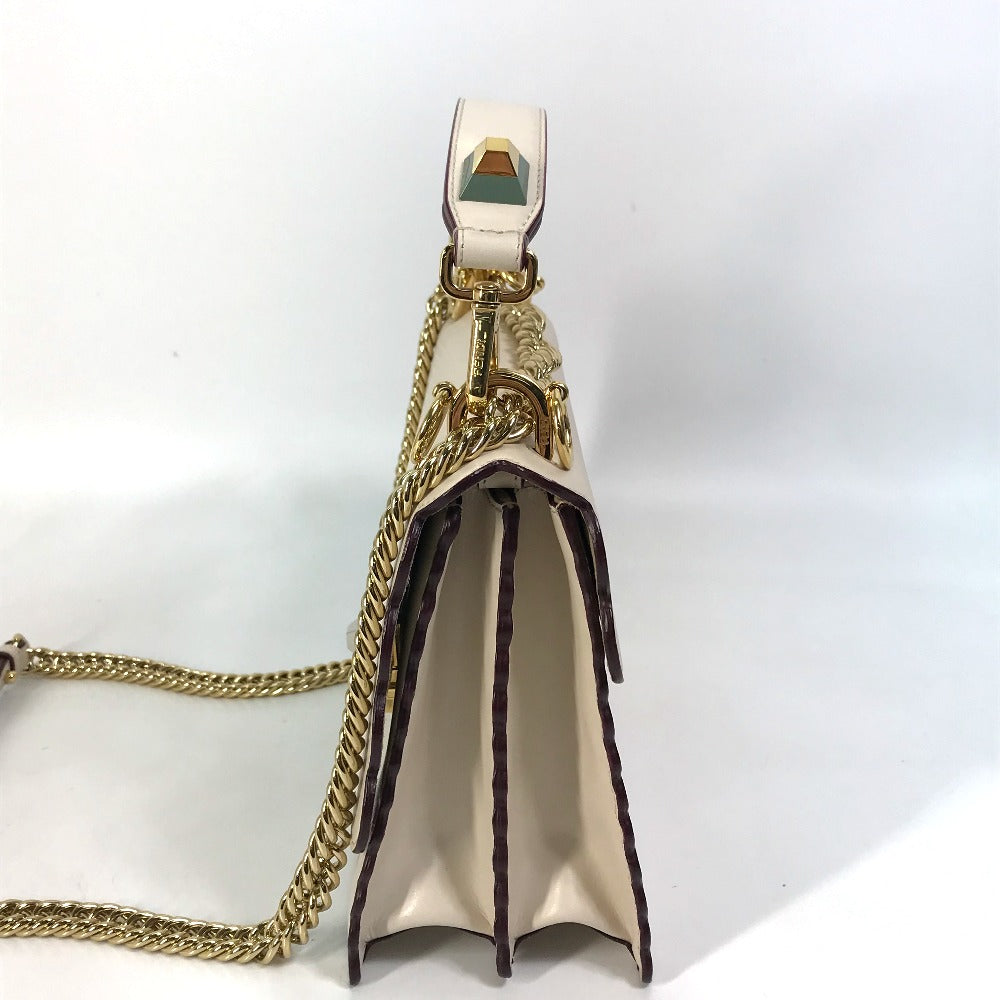 FENDI Shoulder Bag 8BT283 leather beige Multi studs Canai Women Used