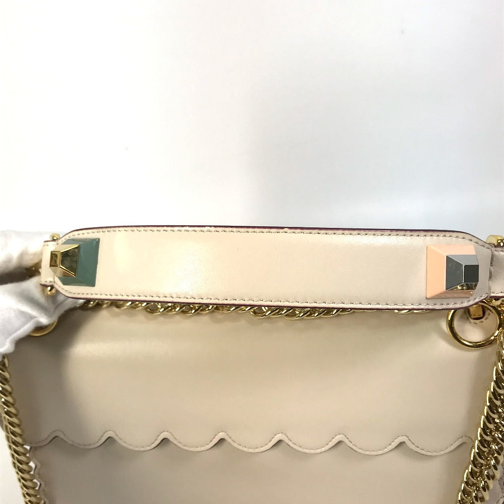 FENDI Shoulder Bag 8BT283 leather beige Multi studs Canai Women Used