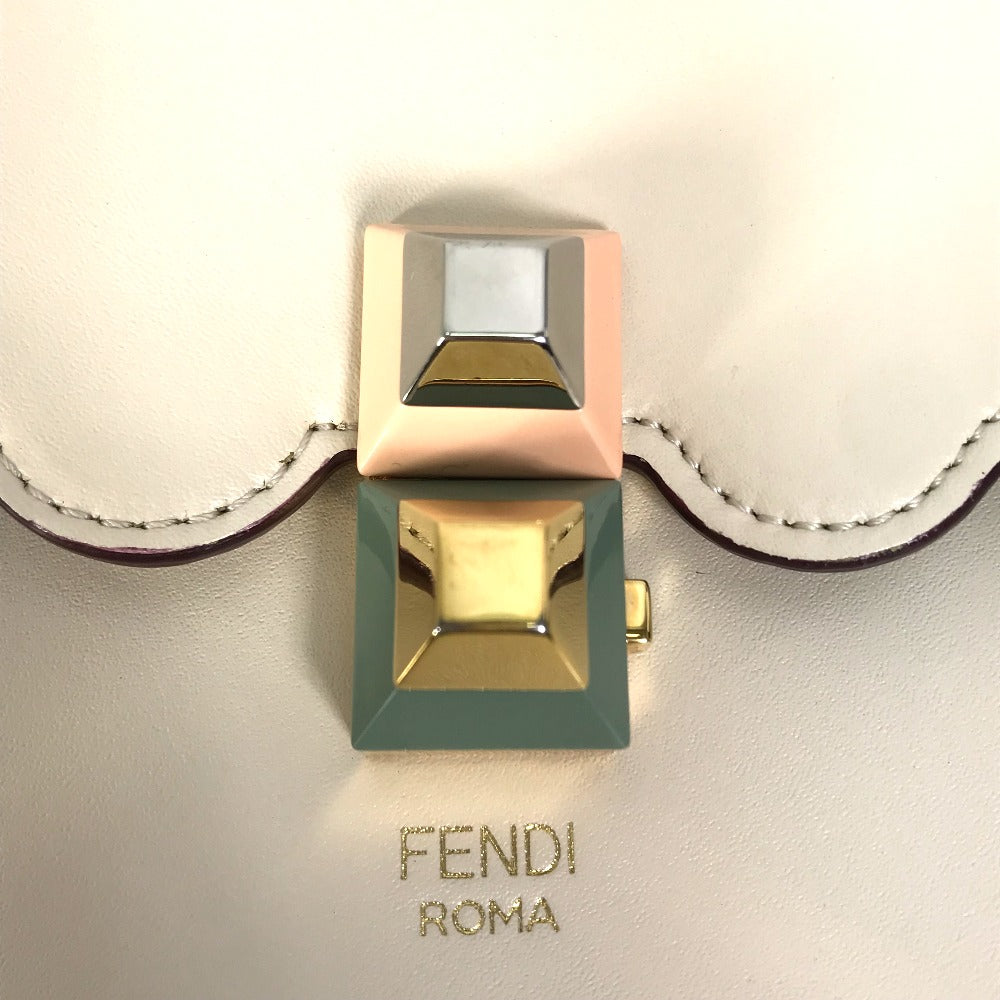 FENDI Shoulder Bag 8BT283 leather beige Multi studs Canai Women Used
