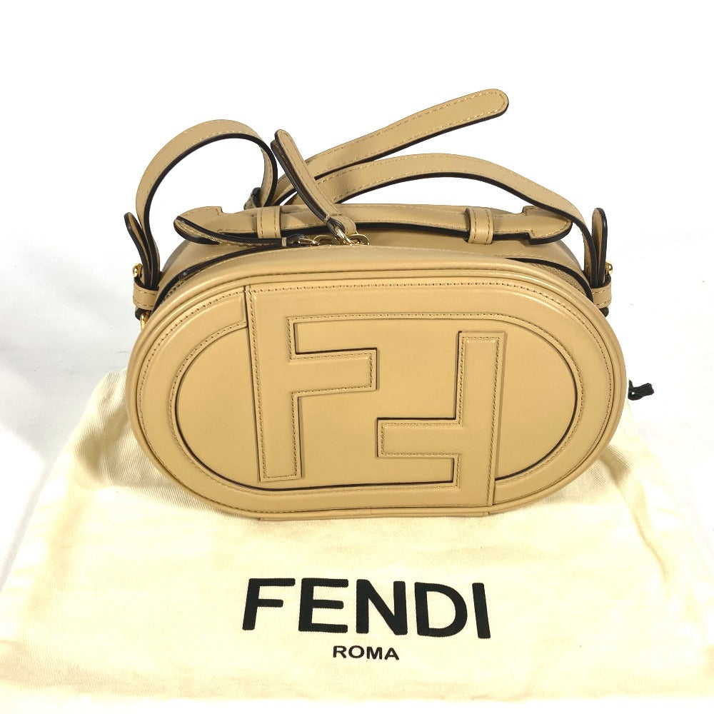FENDI Shoulder Bag 8BS058 leather beige Pochette Crossbody Camera Case Small Olock