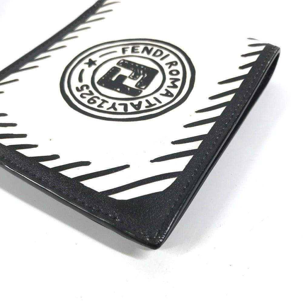 FENDI Folded wallet 7M0169 leather white Compact wallet Joshua Vides Collaboration mens Used