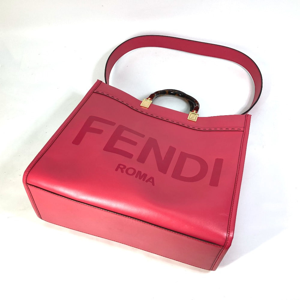 FENDI Tote Bag 8BH386 leather pink Shoulder Bag Sunshine shopper Women Used