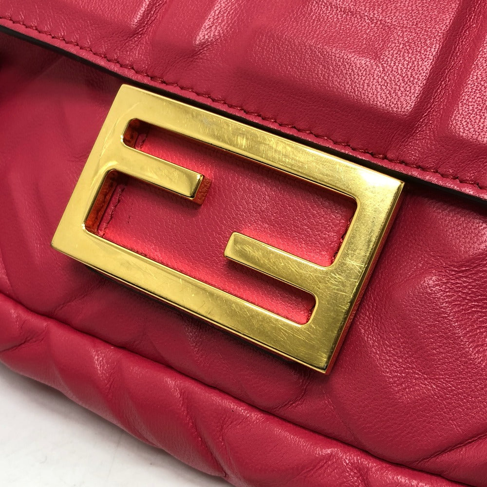 FENDI Shoulder Bag 8BS017 lambskin pink FF baguette small Women Used