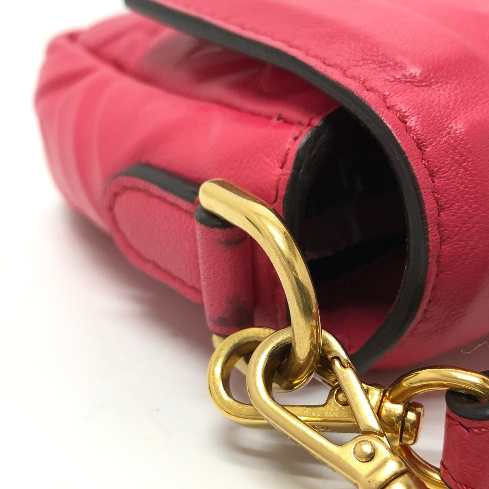 FENDI Shoulder Bag 8BS017 lambskin pink FF baguette small Women Used