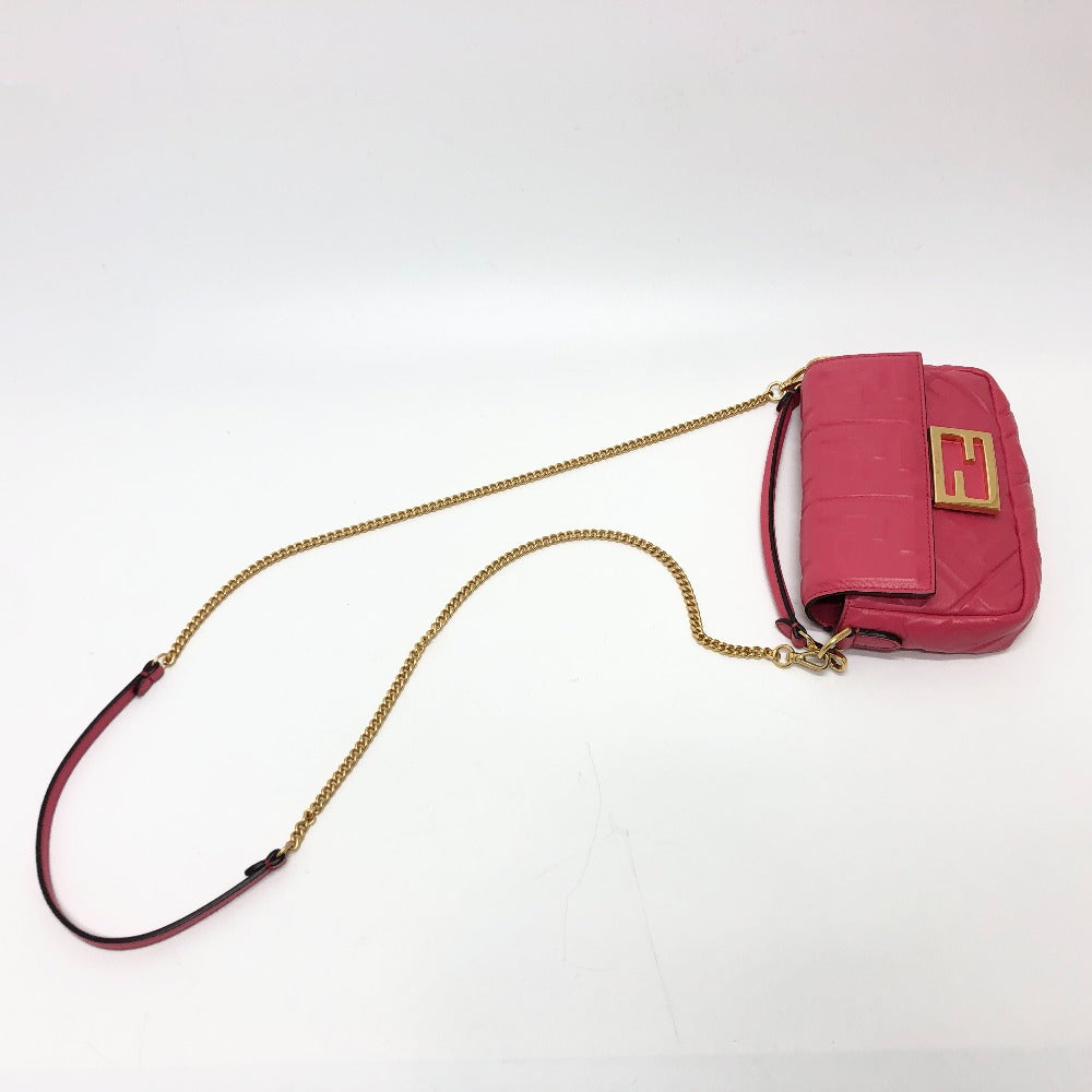 FENDI Shoulder Bag 8BS017 lambskin pink FF baguette small Women Used