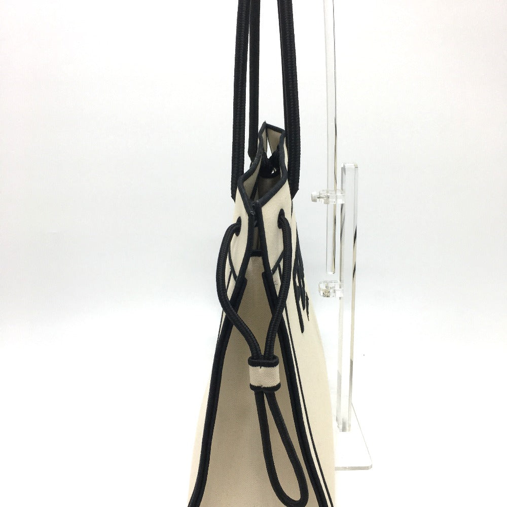 FENDI Tote Bag 8BH379 canvas Beige x black logo rome shopper Women Used