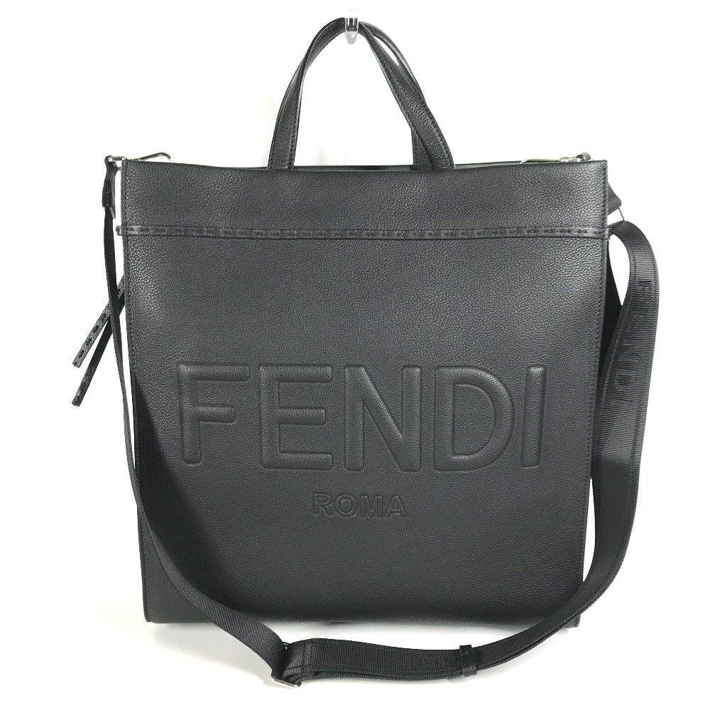 FENDI Tote Bag 7VA583 leather black shoulder bag shopper medium