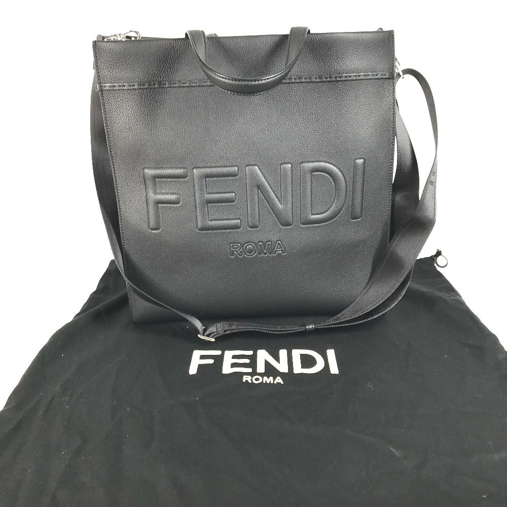 FENDI Tote Bag 7VA583 leather black shoulder bag shopper medium