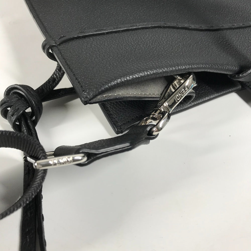 FENDI Tote Bag 7VA583 leather black shoulder bag shopper medium