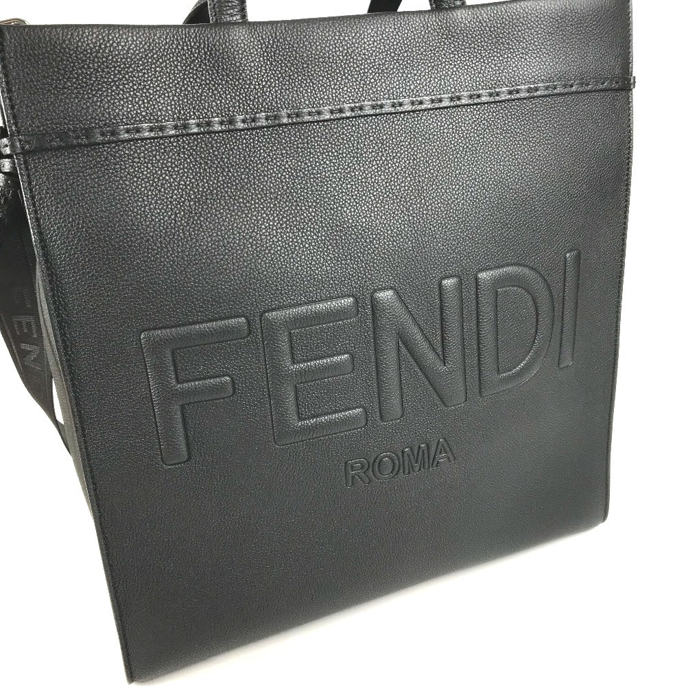 FENDI Tote Bag 7VA583 leather black shoulder bag shopper medium