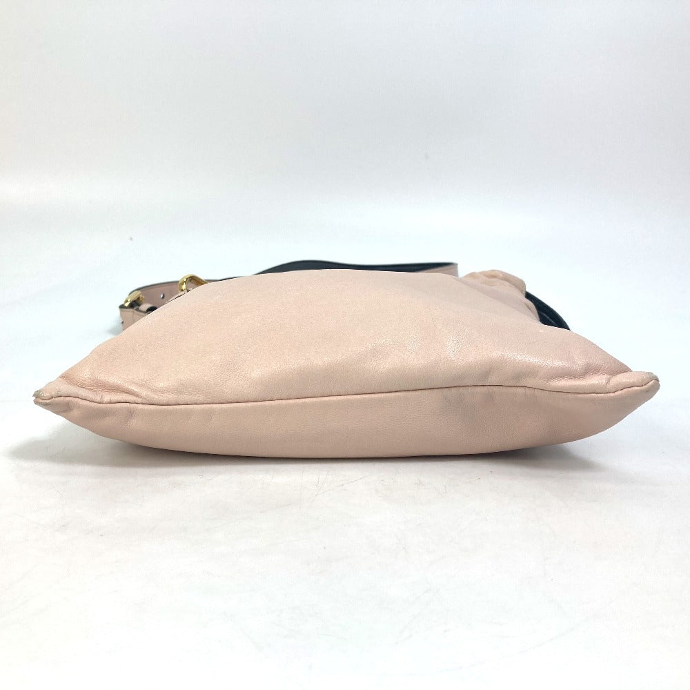 FENDI Shoulder Bag 8BT337 leather pink Drawstring Pochette Pouch Crossbody pack slim clutch small Women Used