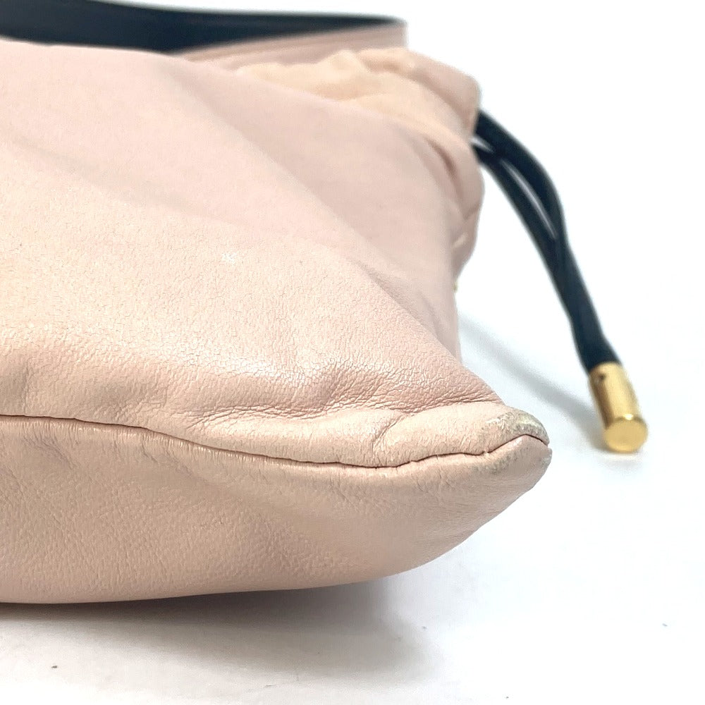 FENDI Shoulder Bag 8BT337 leather pink Drawstring Pochette Pouch Crossbody pack slim clutch small Women Used
