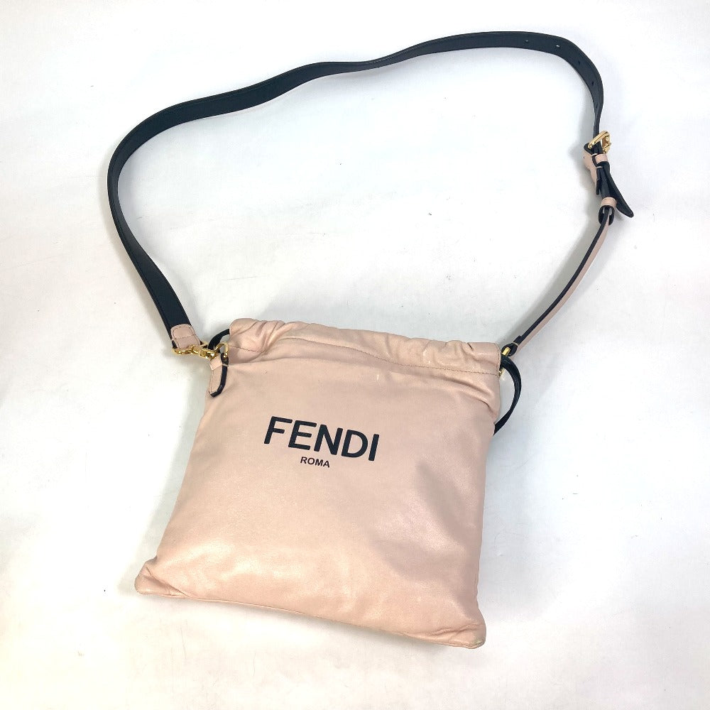 FENDI Shoulder Bag 8BT337 leather pink Drawstring Pochette Pouch Crossbody pack slim clutch small Women Used