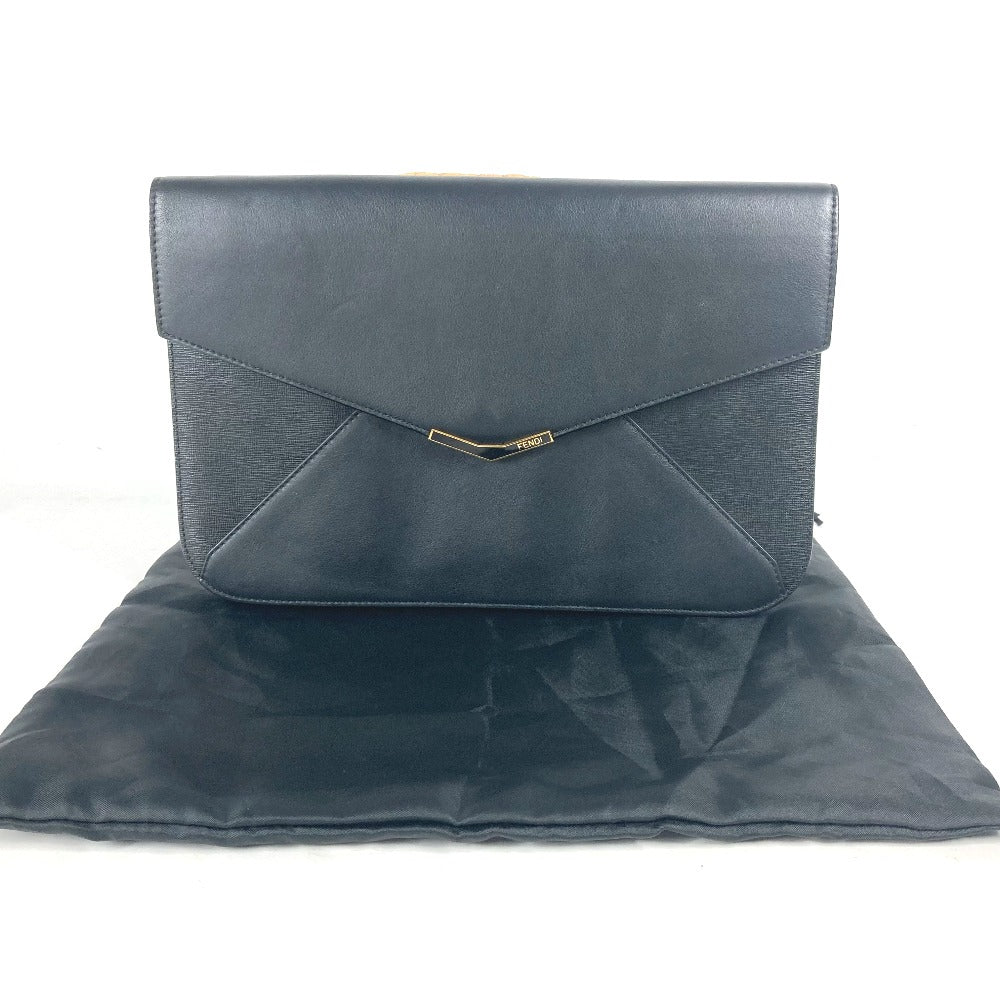 FENDI Clutch bag 8M0312 leather black flap To joule mens Used