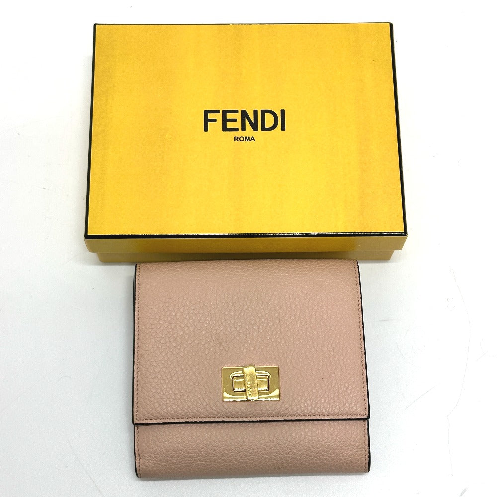 FENDI Folded wallet 8M0438 leather pink Peekaboo Women Used