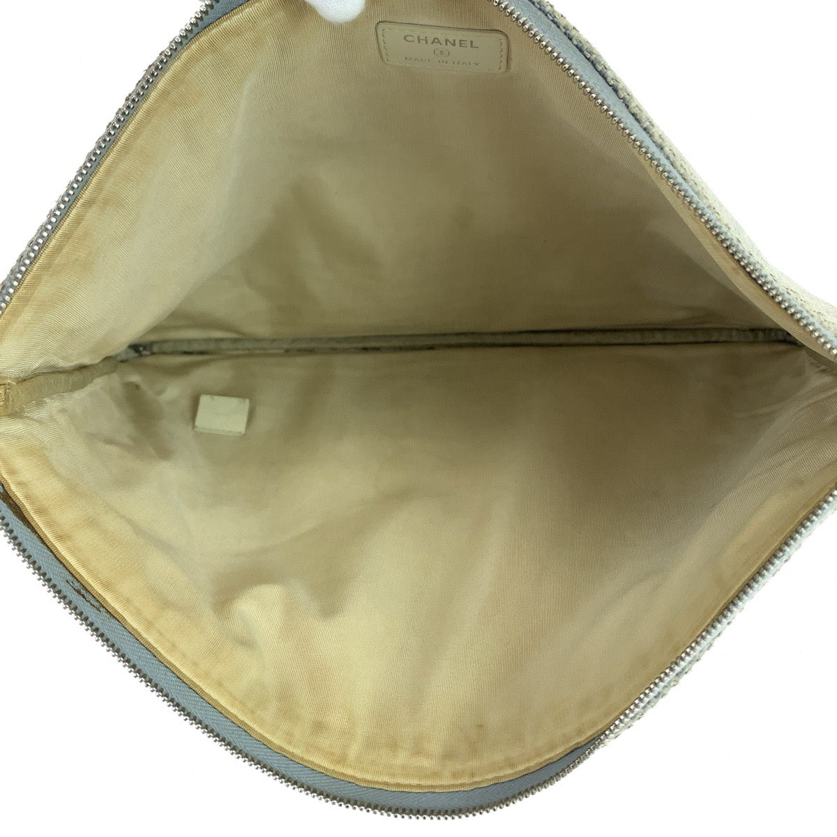 CHANEL Clutch bag canvas Grey SilverMetal Clutch bag business bag pouch Cruise line Deauville COCO Mark Women Used