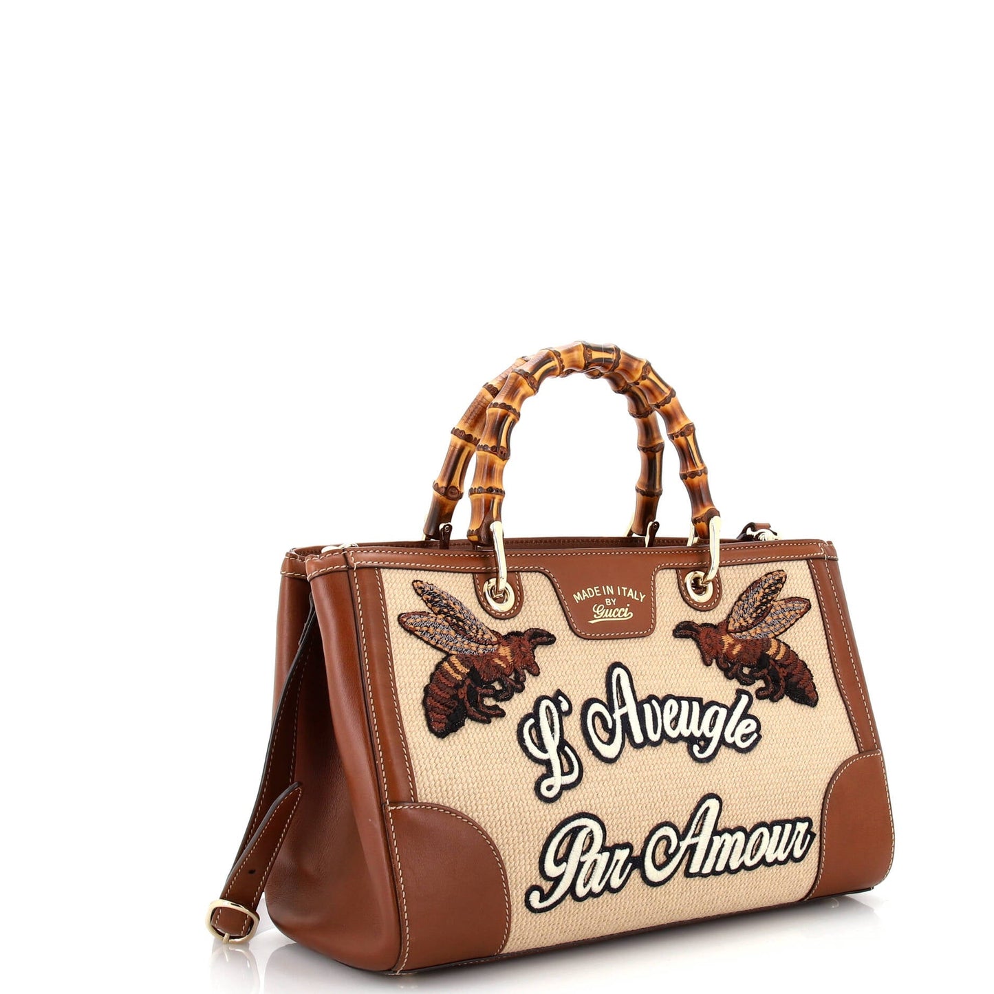 Bamboo Web Shopper Tote Embroidered Cross Stitch Canvas Medium