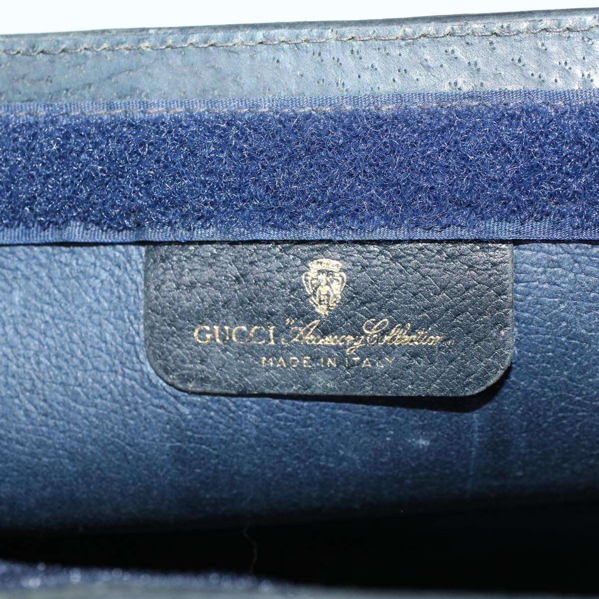 GUCCI GG Canvas Sherry Line Clutch Bag Gray Red Navy