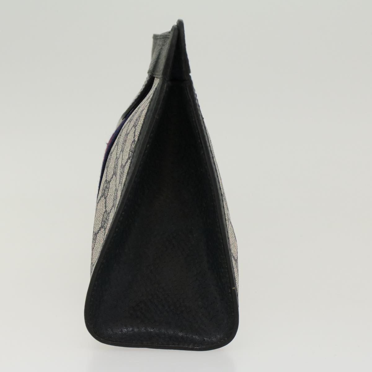GUCCI GG Canvas Sherry Line Clutch Bag Gray Red Navy