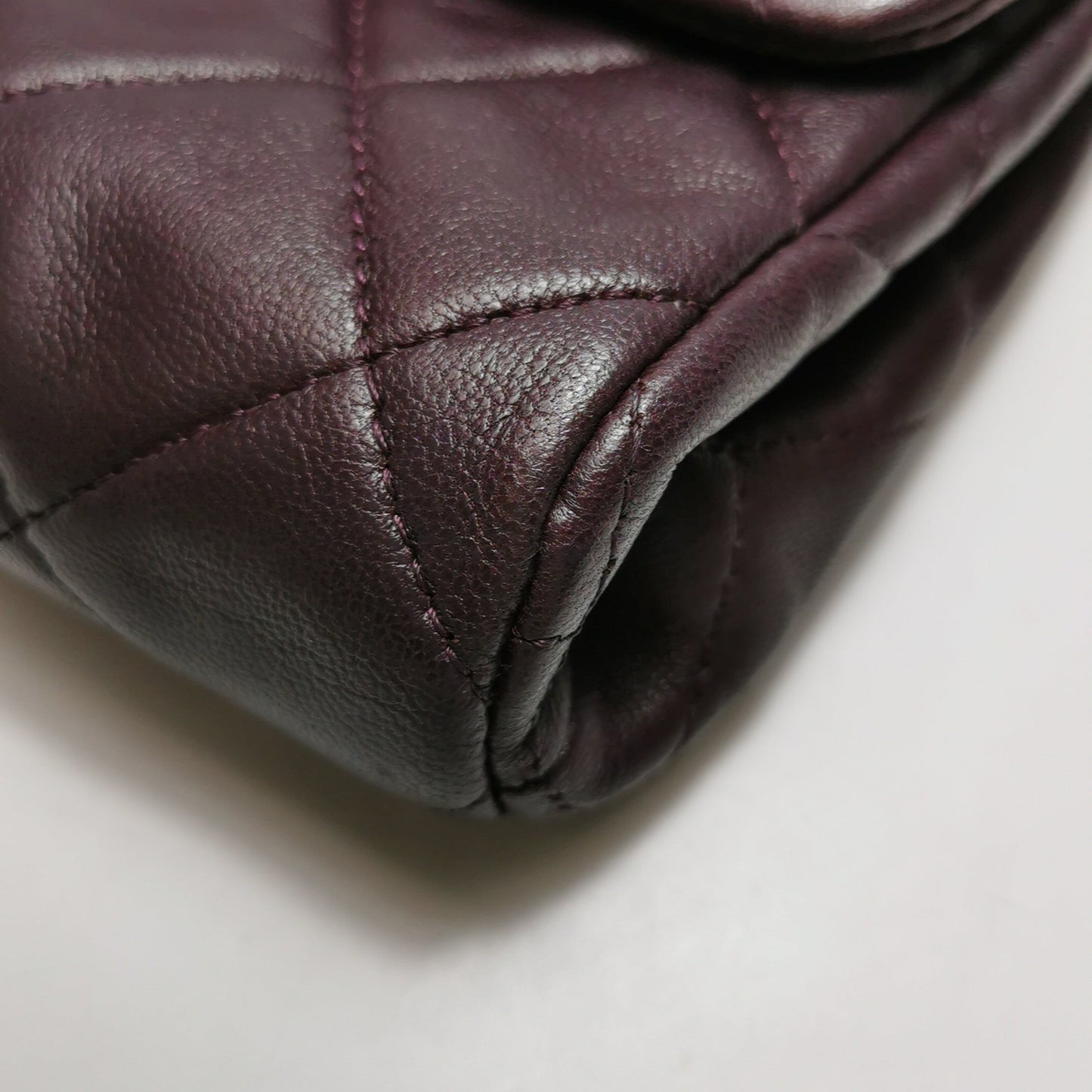 Chanel Envelope Clutch Shoulder Bag Burgundy Wine Lambskin Leather Silver Hardware