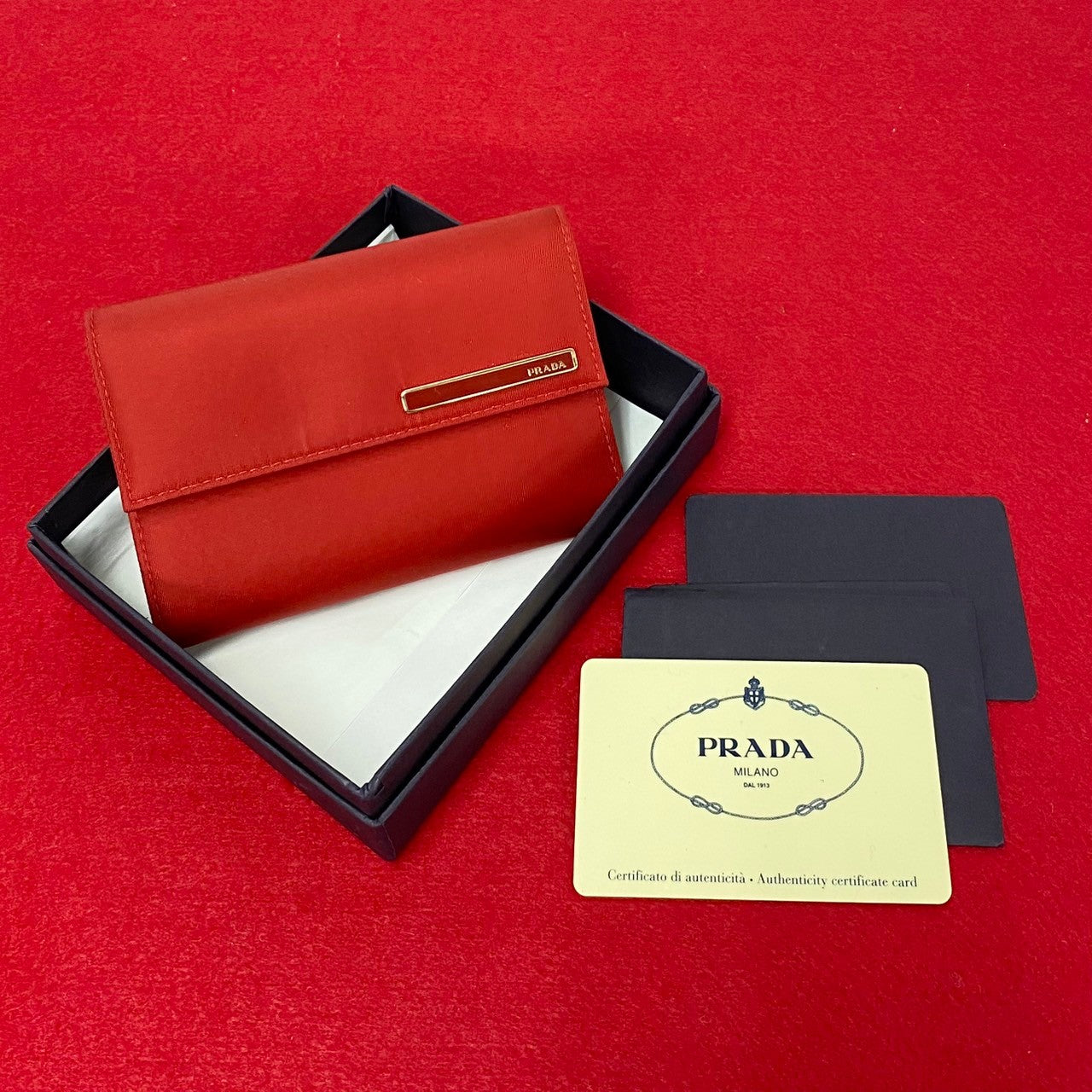 PRADA Bifold Wallet Nylon Red
