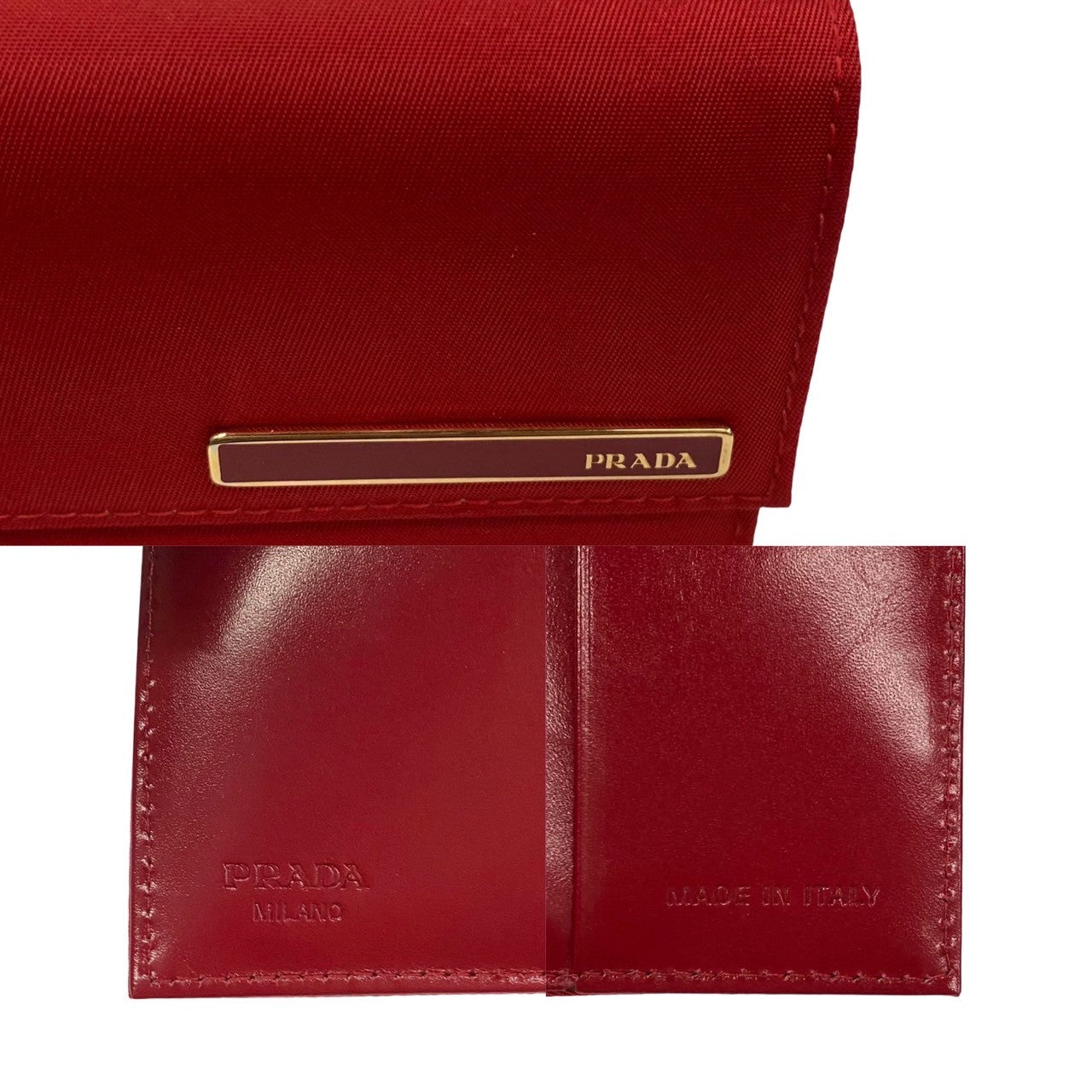 PRADA Bifold Wallet Nylon Red