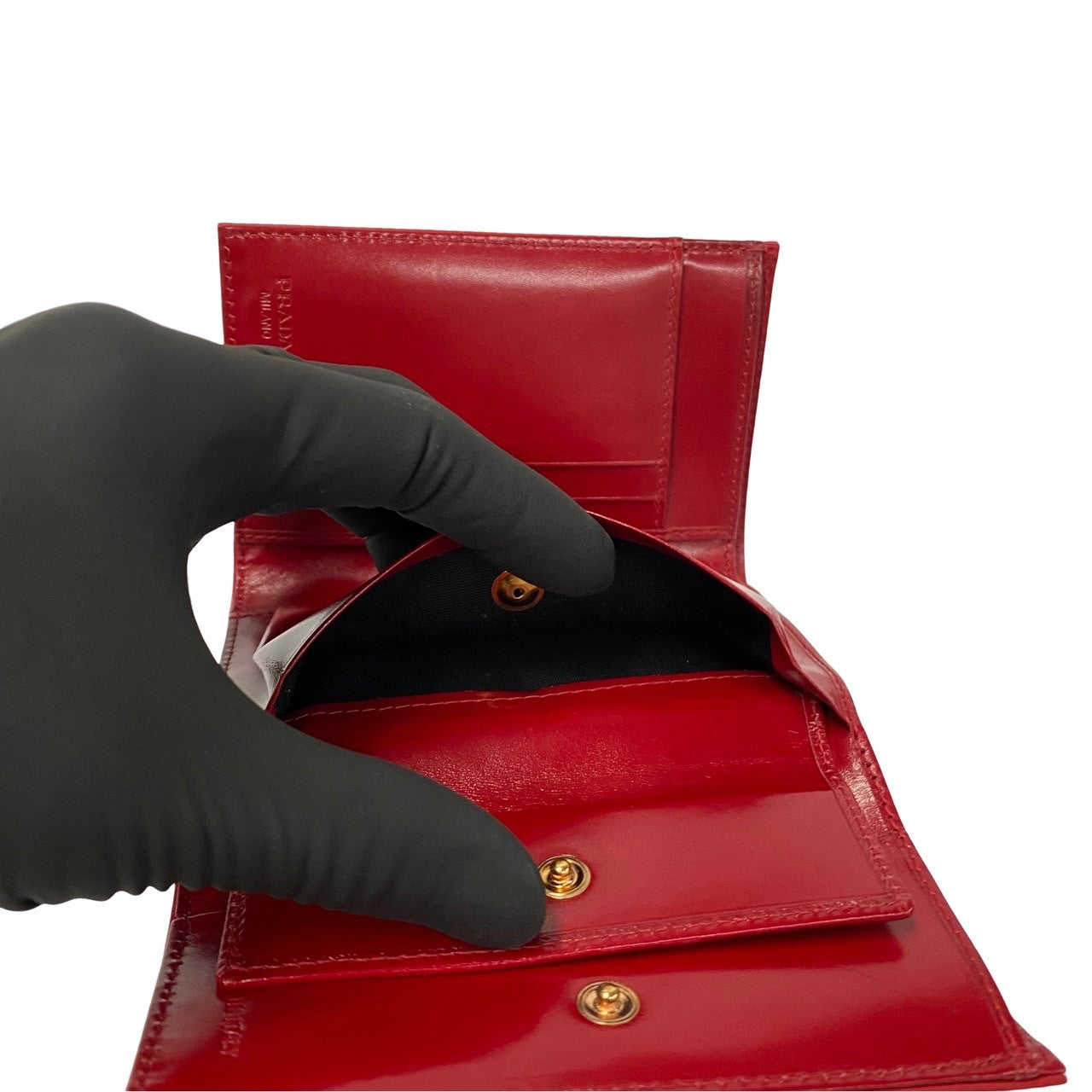 PRADA Bifold Wallet Nylon Red