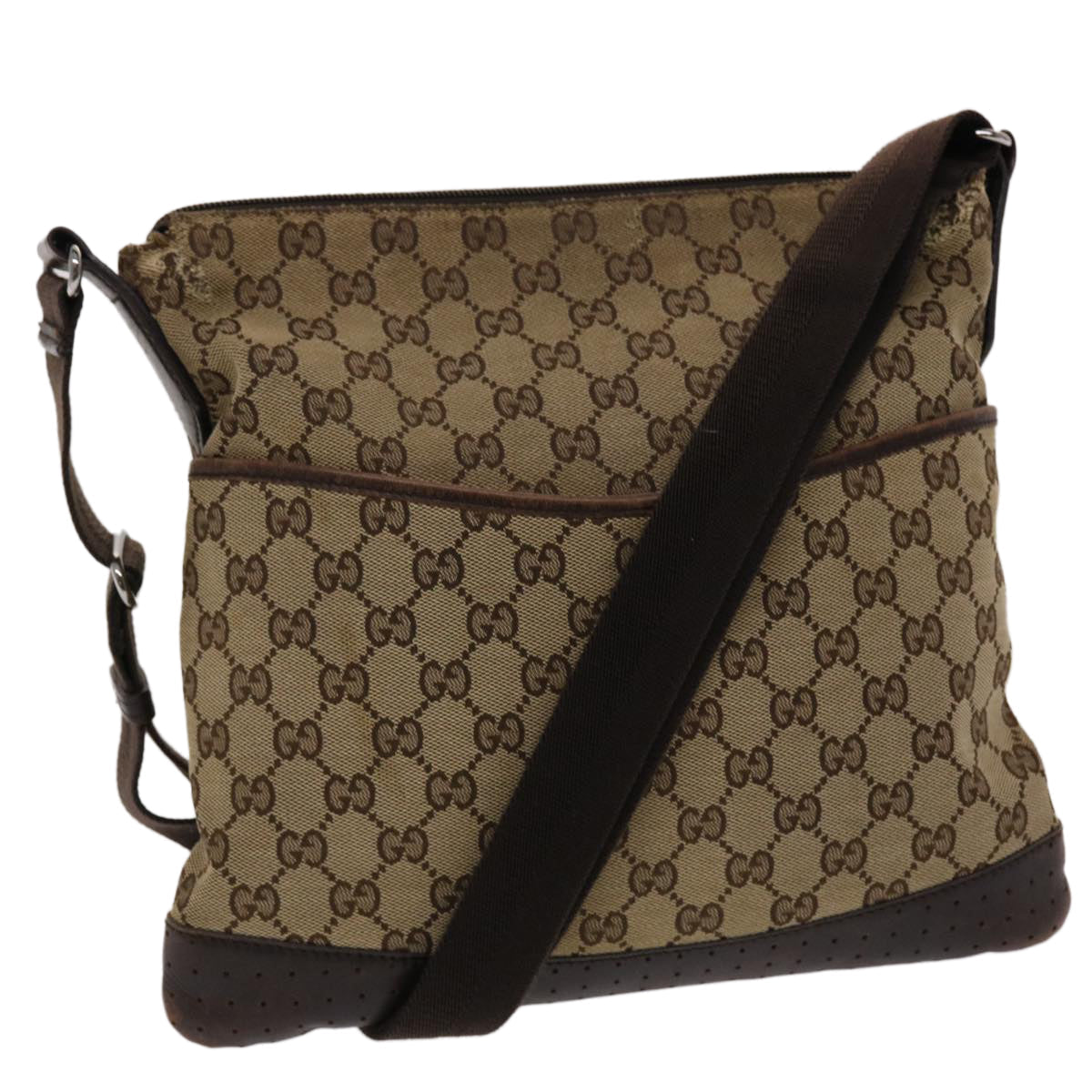 GUCCI GG Canvas Shoulder Bag Beige 145857 47690