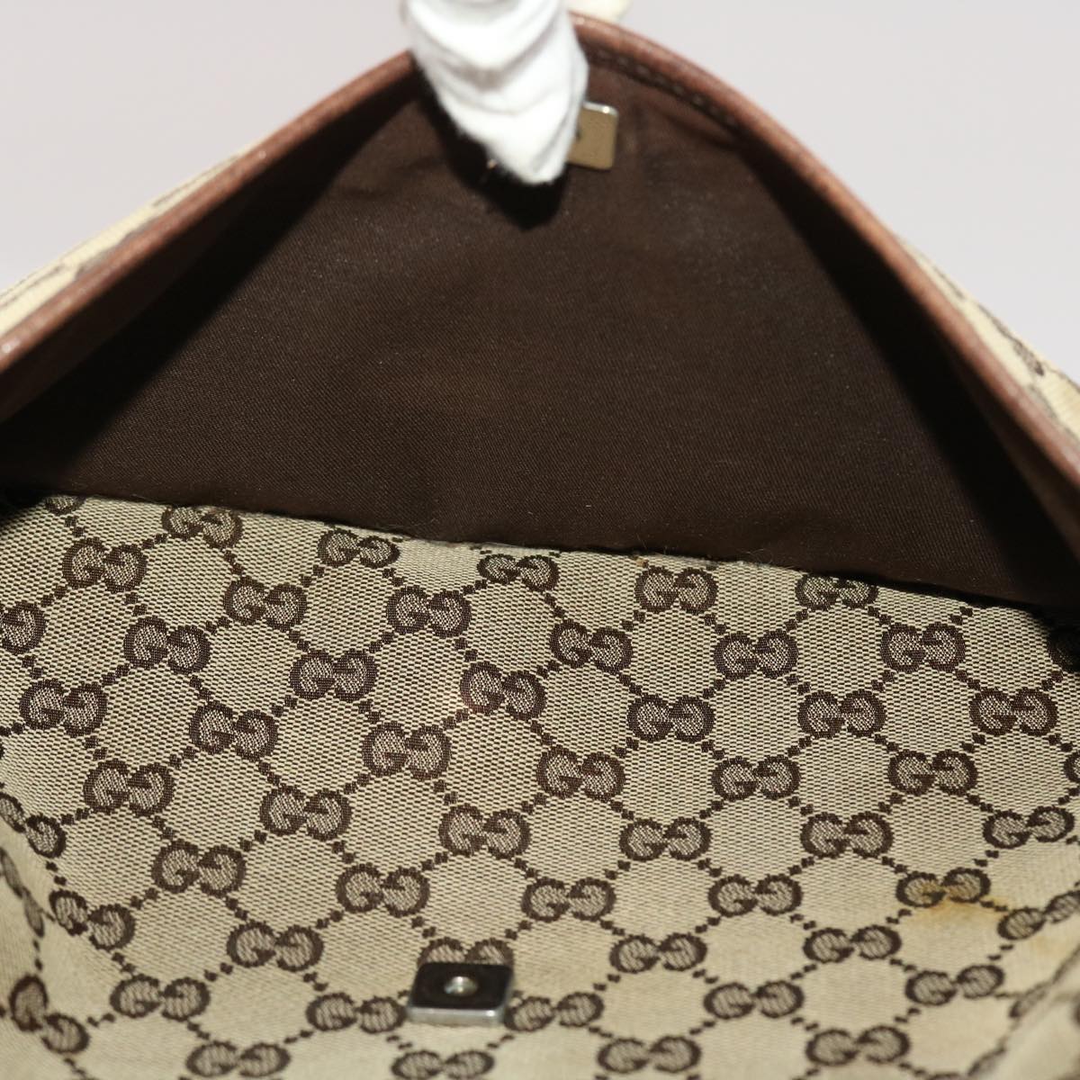 GUCCI GG Canvas Shoulder Bag Beige 145857 47690