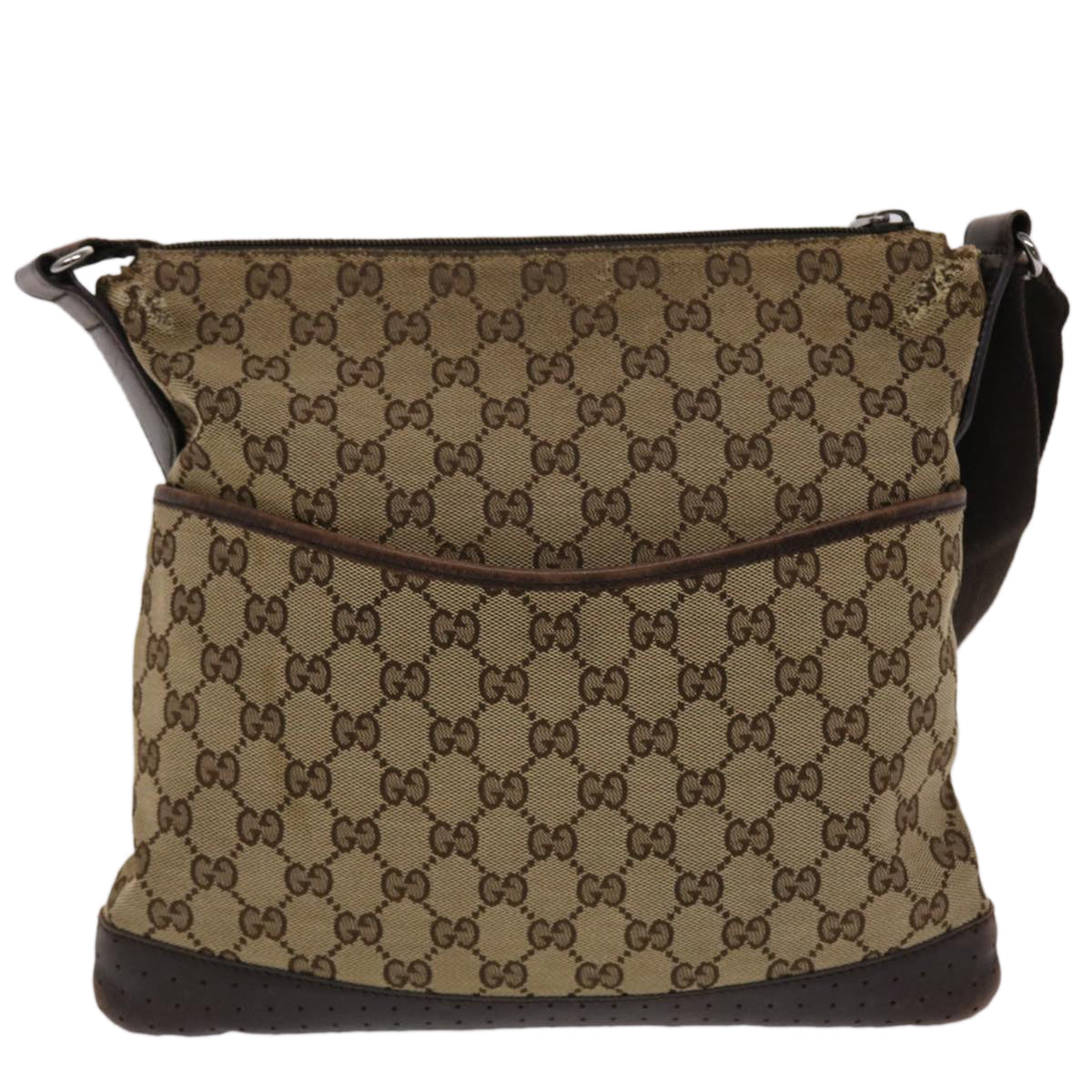 GUCCI GG Canvas Shoulder Bag Beige 145857 47690