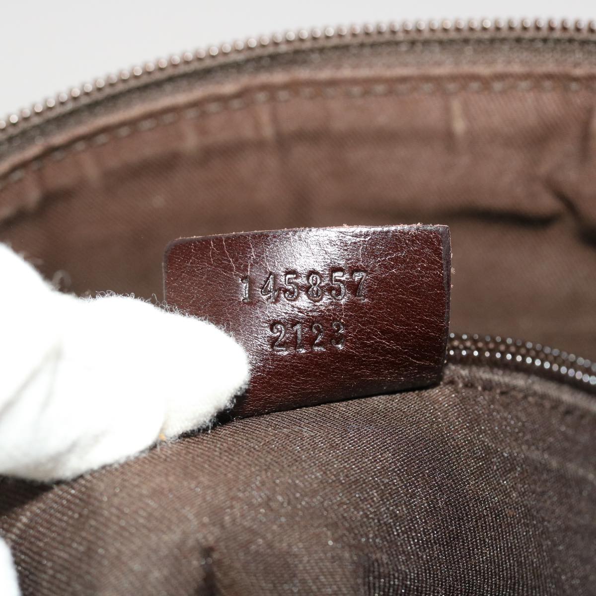 GUCCI GG Canvas Shoulder Bag Beige 145857 47690