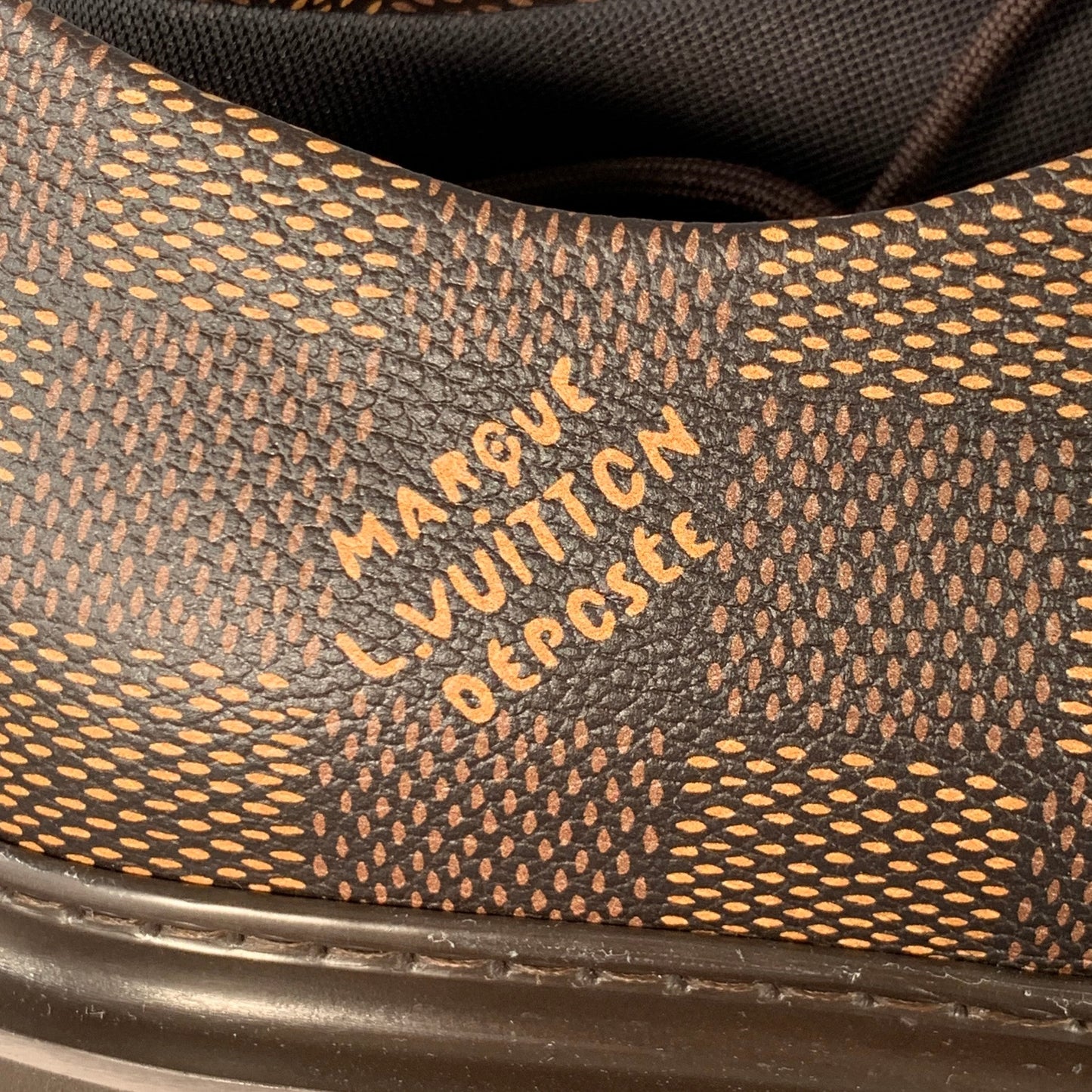 LOUIS VUITTON Size 10 Ranger Derby Brown Beige Coated Canvas Chunky Sole Moccasin Lace-Up Shoes