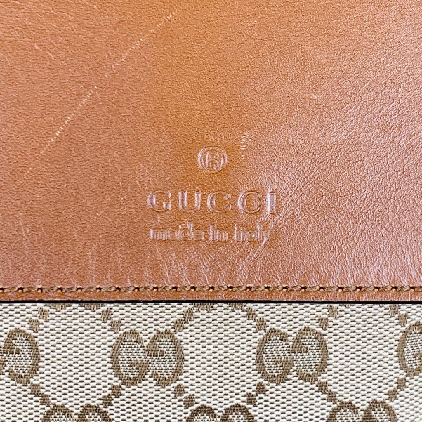 GUCCI Beige Brown Monogram Canvas Leather Crossbody Bag