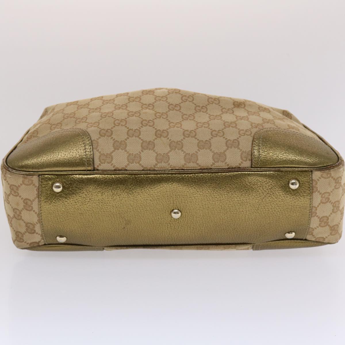 GUCCI GG Canvas Shoulder Bag Beige Gold 49063